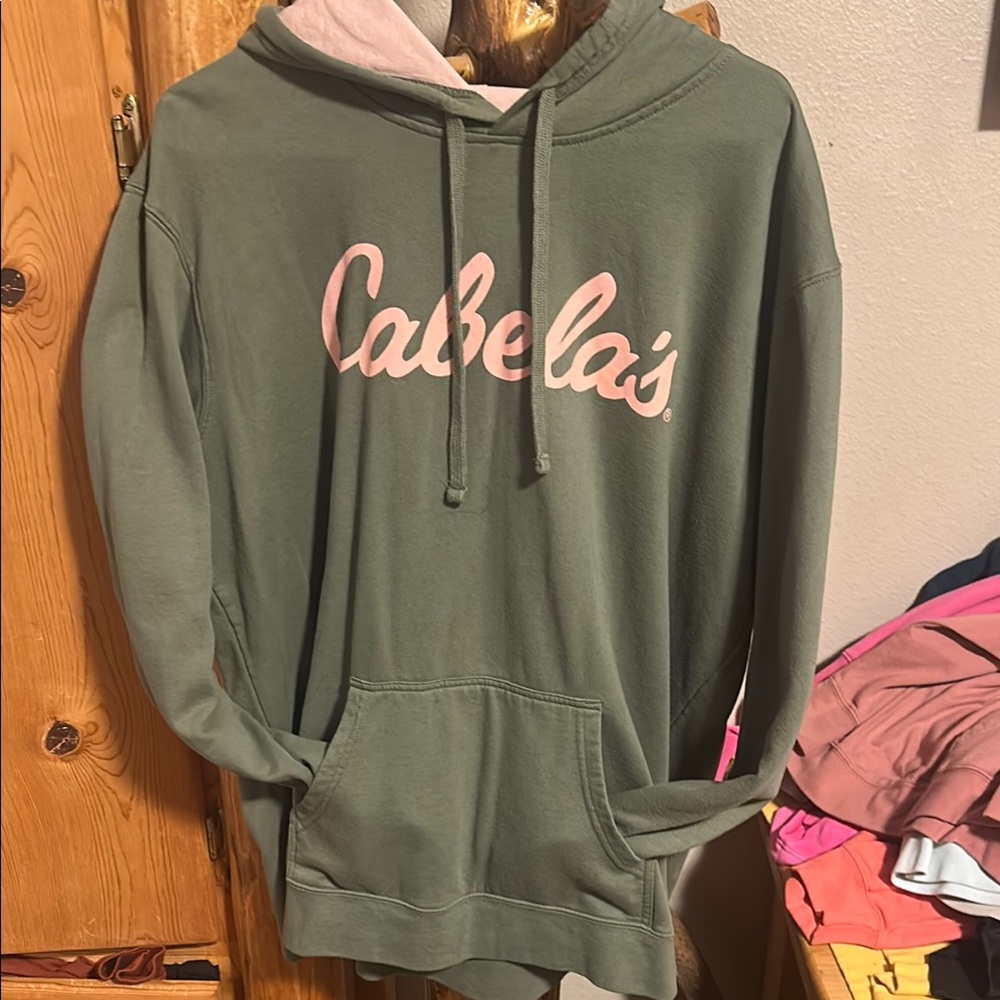 Cabela's Green and Pink Sweater Pullover